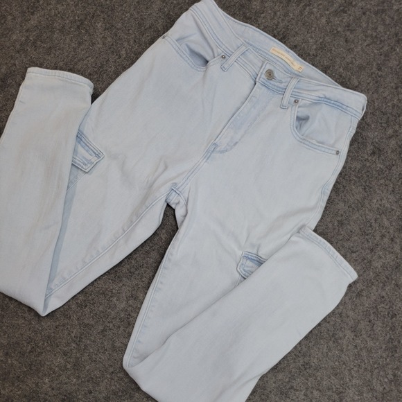Levi's Denim - Levis 721 Cargo Jeans Womens 27 Blue Y2K Streetwear Grunge High Rise Skinny Leg